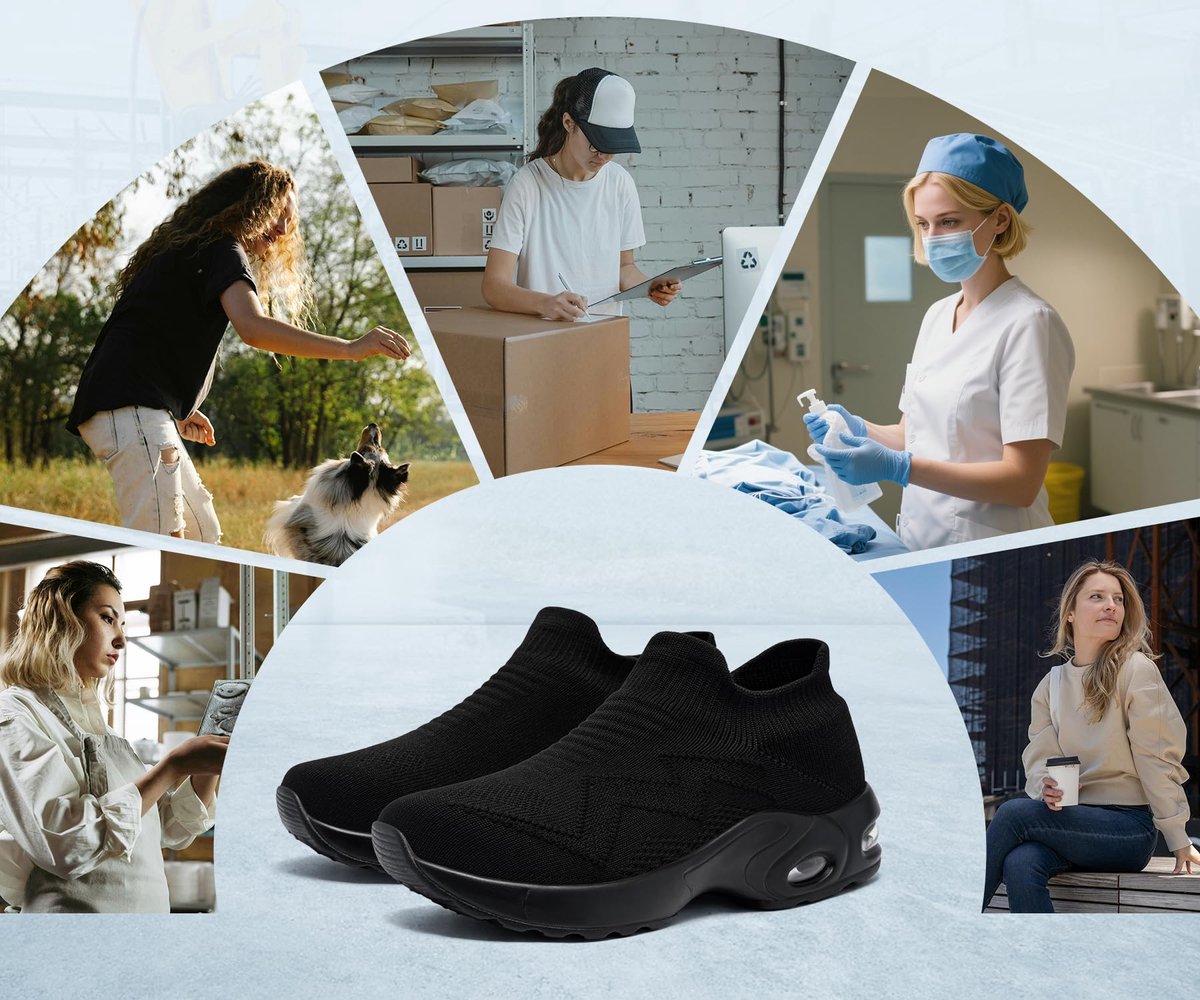 SnelShoppen - Lichtgewicht Dames Werkschoenen - Ademend en Comfortabel - Luchtkussen Veiligheidsschoenen - Bouw Schoenen Zwart 38EU