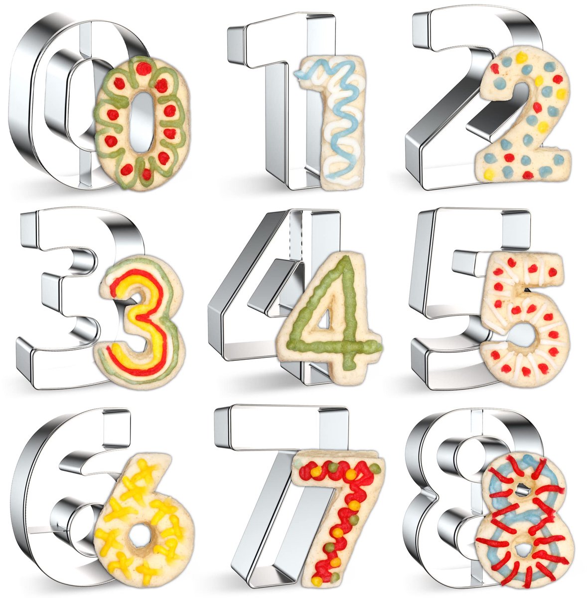 SnelShoppen - Cookie Cutters Set - 9PCS Nummer Alfabet Koekjesuitstekers 4 inch - Leuke Vorm voor Feest, Verjaardag, Kinderen, Keuken - Ideaal voor Ba