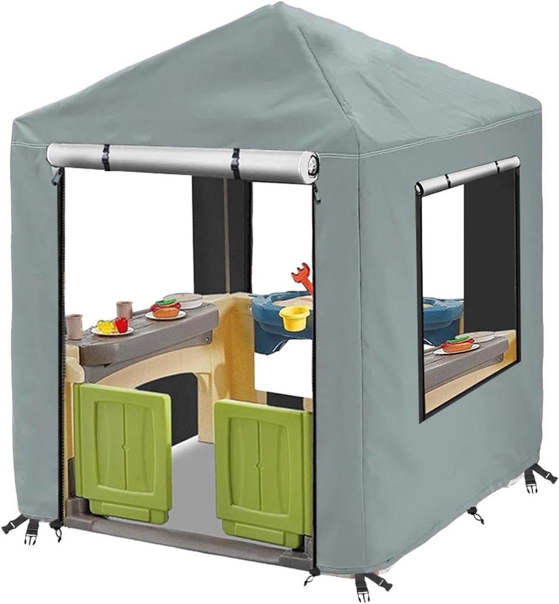 Speelhuis Afdekking - Speelhuishoes Beschermhoes - Buiten Spelen - Waterdicht Scheurbestendig - 142 x 142 x 153 cm - Zwart