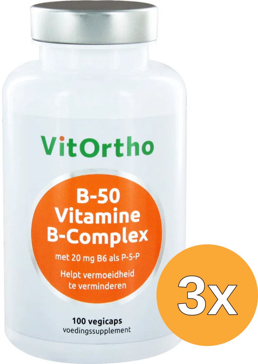 3x VitOrtho B-50 Vitamine B-complex (100 vega capsules)