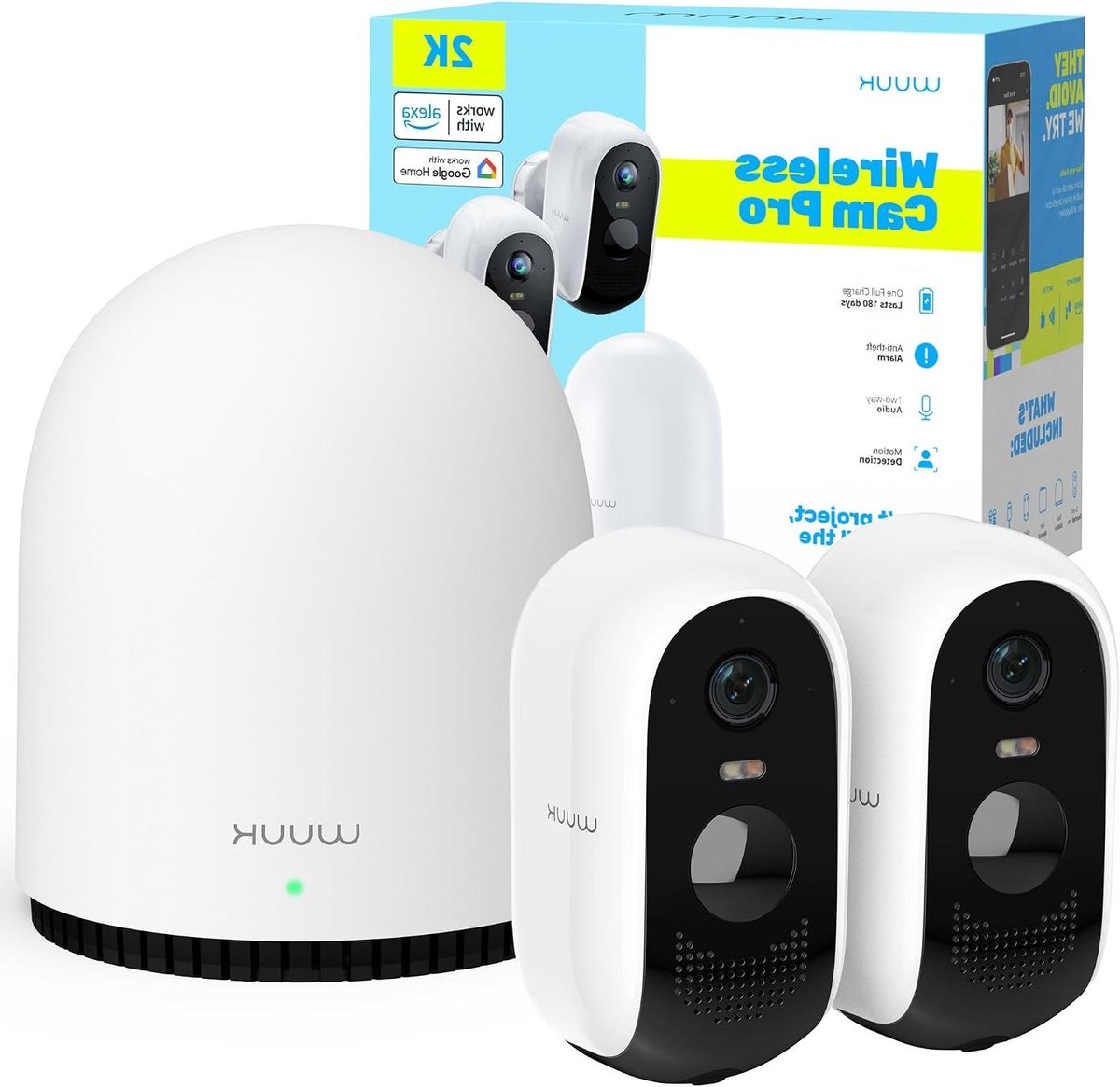 Draadloze Beveiligingscamera - Outdoor Camera Thuisbewaking - Huis Beveiligen - Lokale Opslag 32GB - 2K Resolutie - Wit
