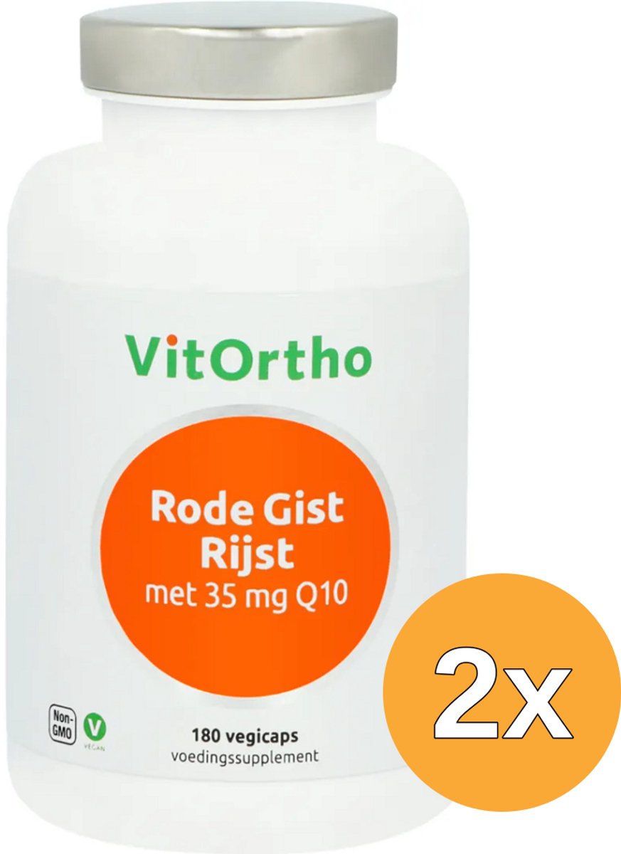 2x VitOrtho Rode gist rijst 35mg Q10 (180 vega capsules)