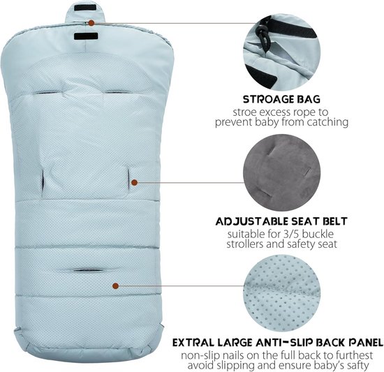 Voetenzak Kinderwagen - Baby voetenzak - Warmhouden Baby - Waterdicht 5-laags Materiaal - 102 x 54 cm - Lichtgroen — afbeelding 2