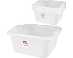 Vierkante Kom - Huishoudkom Afwasbak - Keuken Organisatie - Voedselveilig LDPE - 11 Liter - Wit