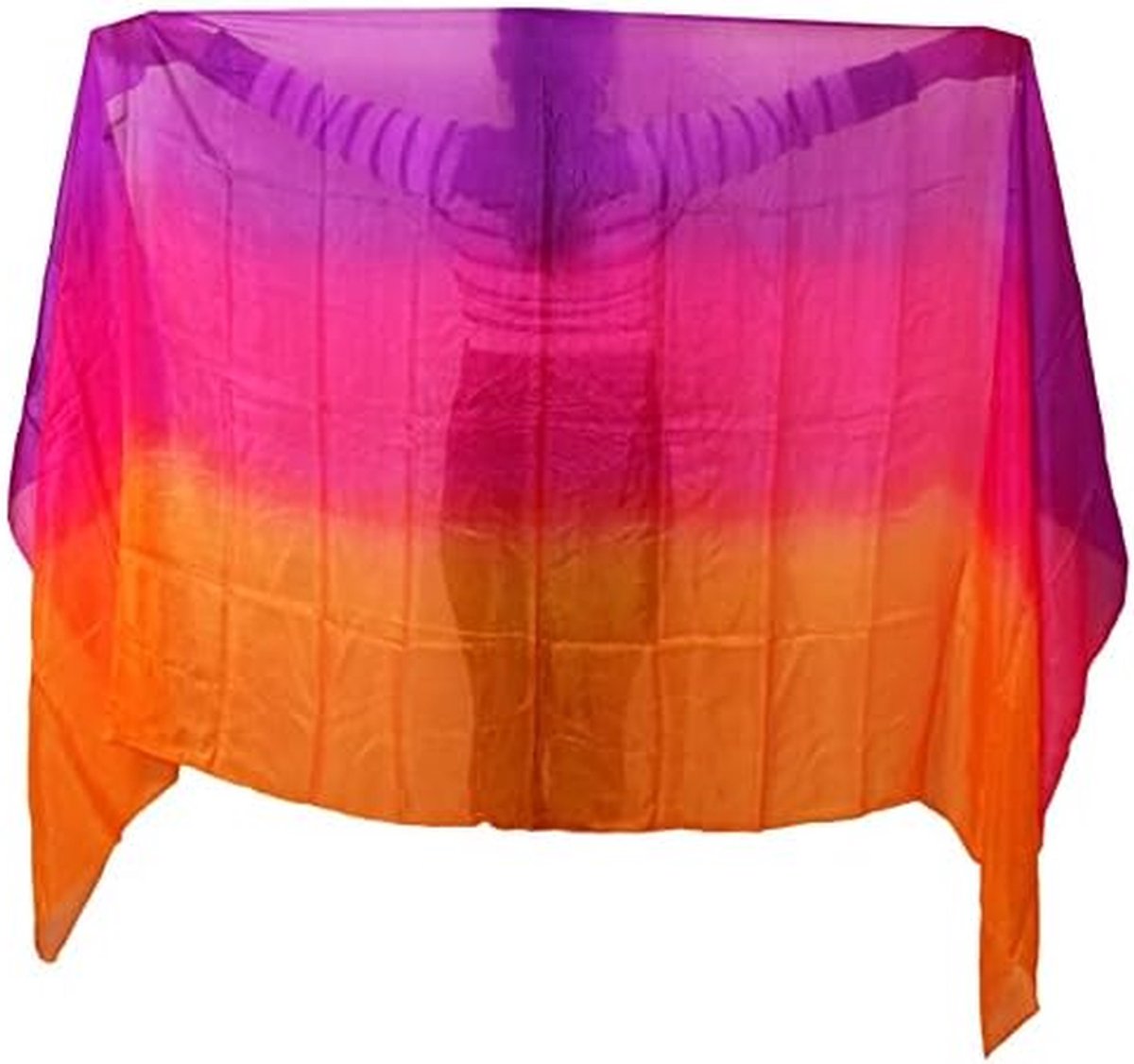 Dans Sjaal - Buikdans Accessoire - Optreden Stijl - Handgemaakte Gradiënt - 270cm - Rood Oranje Geel Zwart