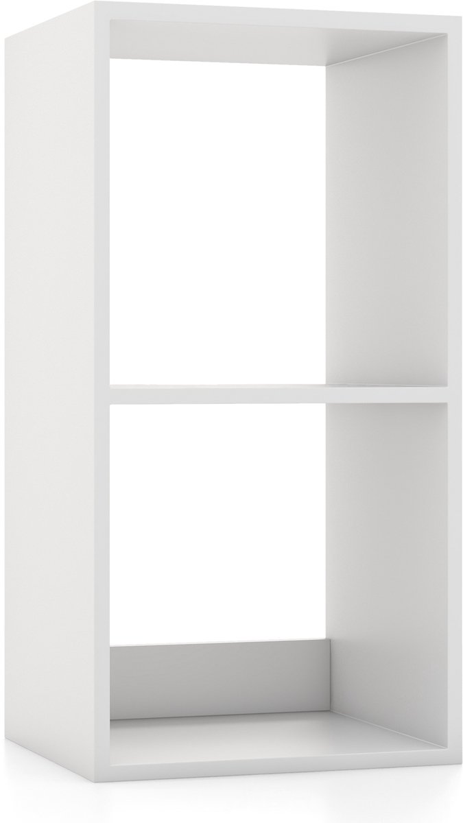 COSTWAY Boekenkast met 2 vakken, kubusrek, staand rek, open rek, opbergrek voor woonkamer, werkkamer, kantoor, modern, wit