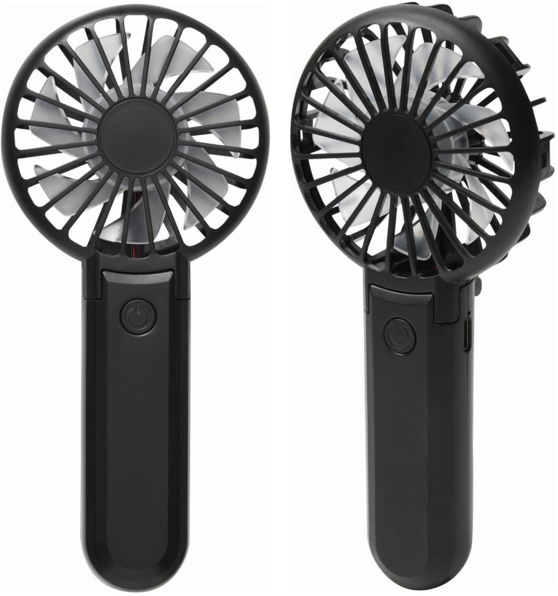 Trendoz Typhoon Mini handventilator - 2x - zwart - 8 x 17 cm - verkoeling in zomer - 3 snelheden - USB en met c-laadkabel