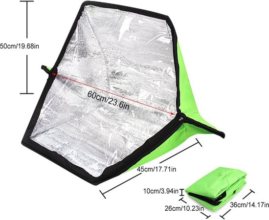Zonne Oven - Opvouwbaar Kooktoestel - Kamperen Koken - Draagbaar Sunlight Tool - 37 x 26.5 x 11.5 cm - Zwart — afbeelding 5