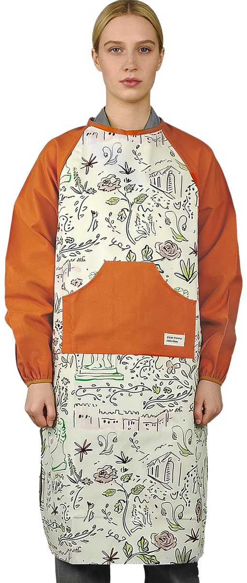 SnelShoppen - Unisex Katoenen Schilderschort met Mouwen voor Mannen en Vrouwen - DIY Pottenbakken, Knutselen, Tuinieren - Met Zak - Perfect voor Creat