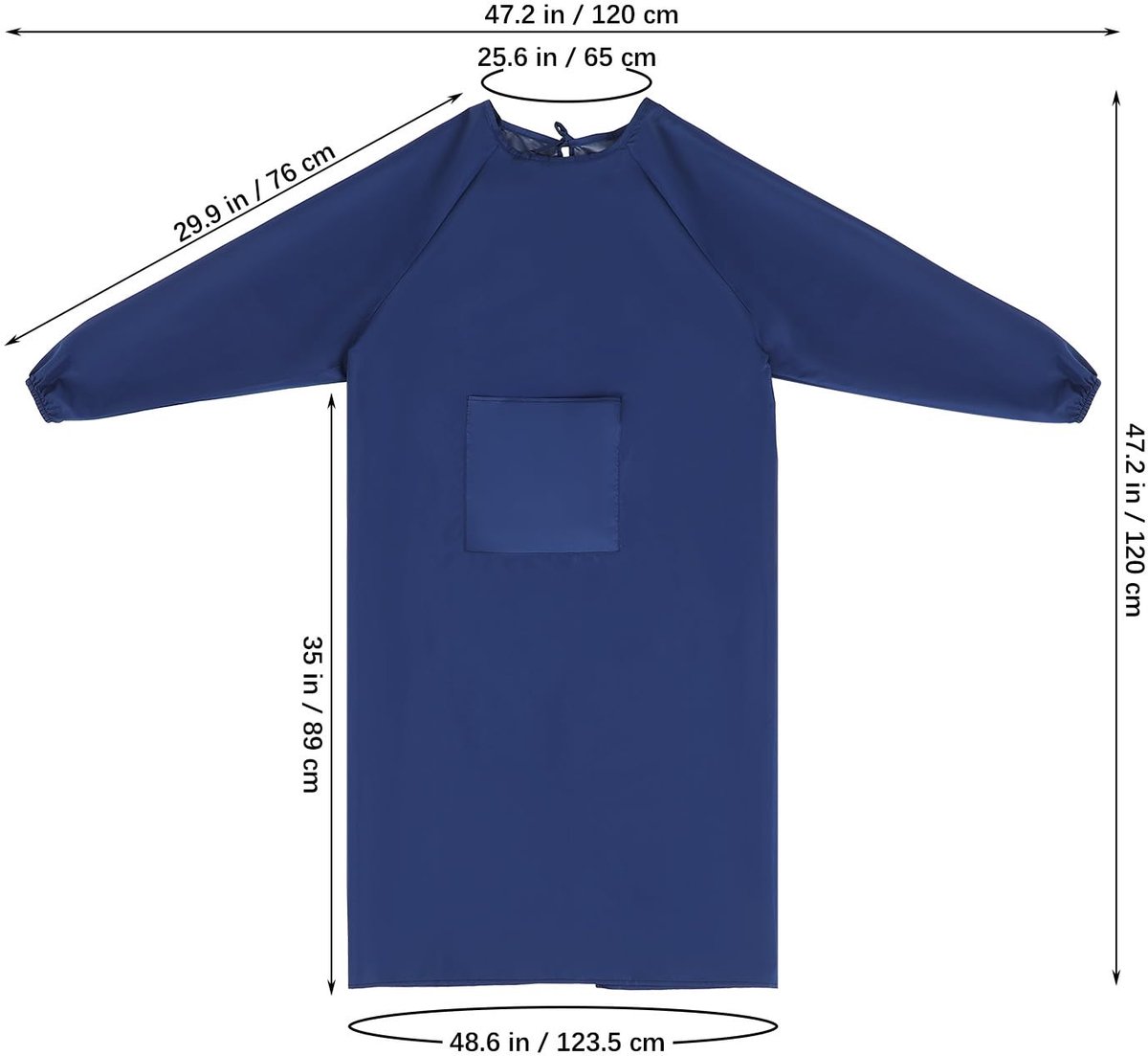 SnelShoppen - VILLCASE Schort met Mouwen, Waterdicht Schilderschort voor Volwassenen, Donkerblauw Keukenschort met Zak, Anti-Oliestof voor Koken, Schi
