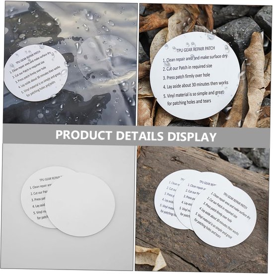 Reparatiedoekjes - Waterdichte stickers - Outdoor reparatie - Transparant TPU materiaal - 5 stuks - Transparant — afbeelding 3