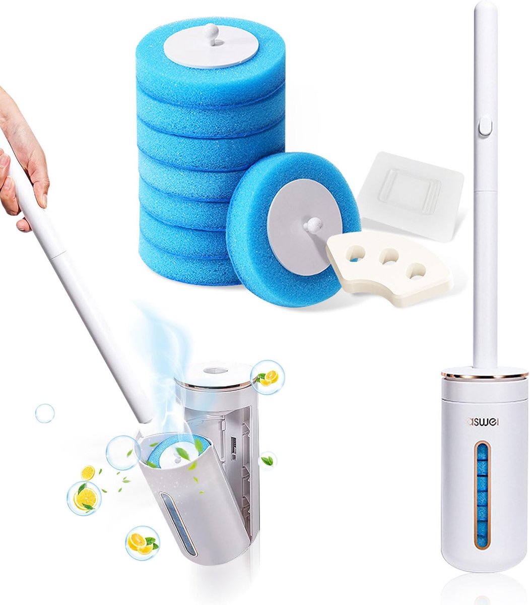 Toiletborstel Set - Toiletborstel met Houder - Ingebouwde Geur - Diepe Reiniging - voor Badkamerreiniging, Wastafels