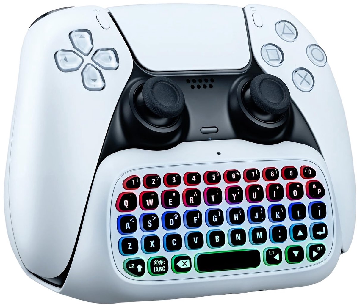 SnelShoppen - Draadloos toetsenbord voor PS5 en PS5 Edge Controller, Bluetooth 3.0 Gamepad Chatpad met ingebouwde luidspreker en 3.5mm audio aansluiti
