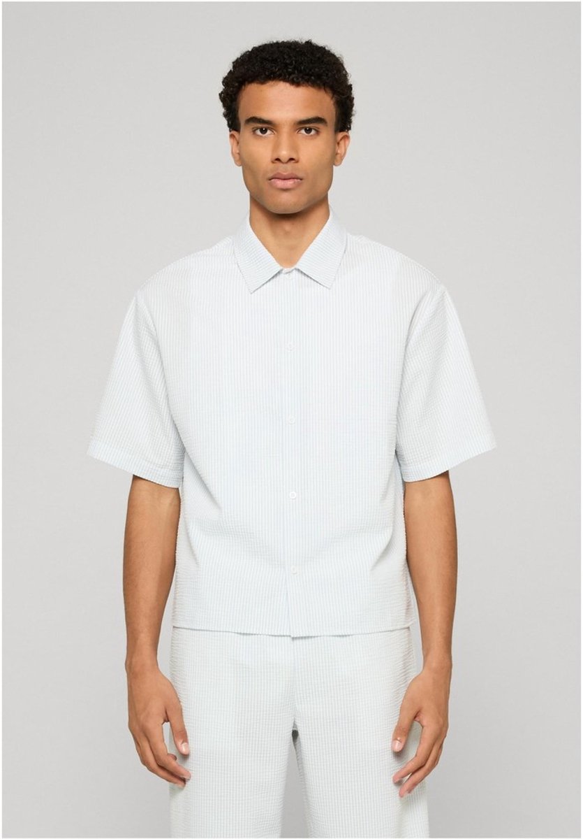 Urban Classics Seersucker Short Sleeve Overhemd XXL Blauw