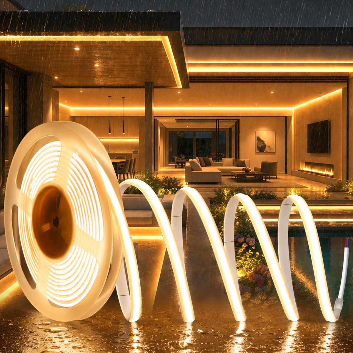 SnelShoppen - 20m Neon COB LED Strip 220V Zelfklevend Waterdicht - Kleurveranderend Voor Binnen en Buiten - Perfect voor Feesten, Tuin, Keuken, Campin