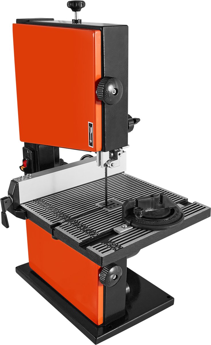 Lintzaag, 229 mm, Houtzaagmachine met 373 W Motor (1/2 Hp), 90 mm Zaagcapaciteit, 300x300 mm Aluminium Tafel, met 360° Werkverlichting, Verstekgeleider en Parallelgeleider, Ideaal voor Houtbewerking