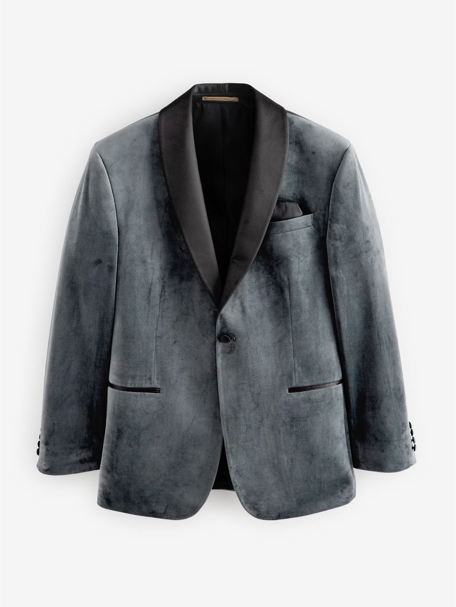 Next - Heren - Fluwelen blazer met normale pasvorm - Regular - Grijs