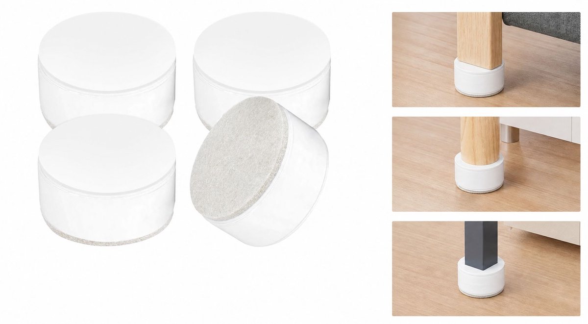 VHV - Meubelverhogers Set van 4 - Stalen Verhogingsblokken 3,2 cm met Vilt - Zelfklevend voor Bed, Bank en Kast