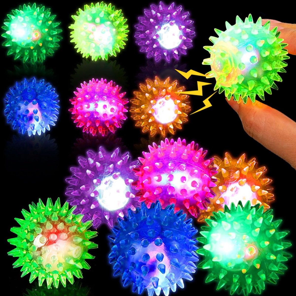 Dailygoods - Kinderlichtbal Set - 12 Stuks LED Egelballen voor Tactiele Activiteiten