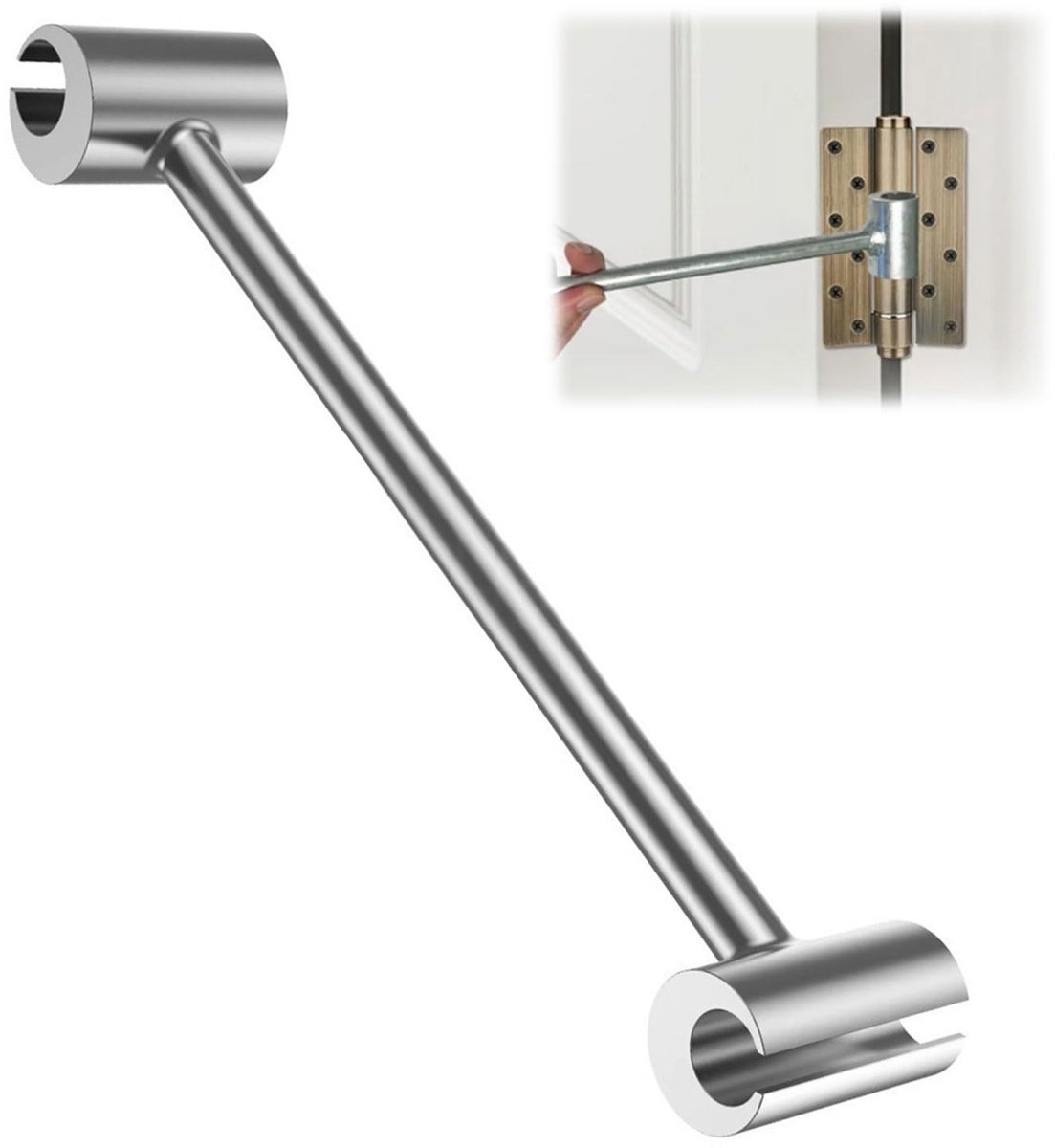 Dailygoods- Deurscharnier Instelsleutel Robuust - Stalen Gereedschap - Dubbele Kop 14/19 mm - Voor Vlaggenscharnieren - Voor Brandwerende Deuren - Verstelbare Deurafstand - Scharniergereedschap