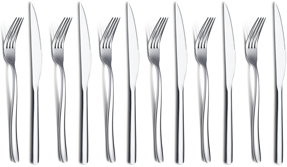 Dailygoods - Premium Steak Messenset van 12 Stuks - Rvs Tafelbestek voor 6 Personen