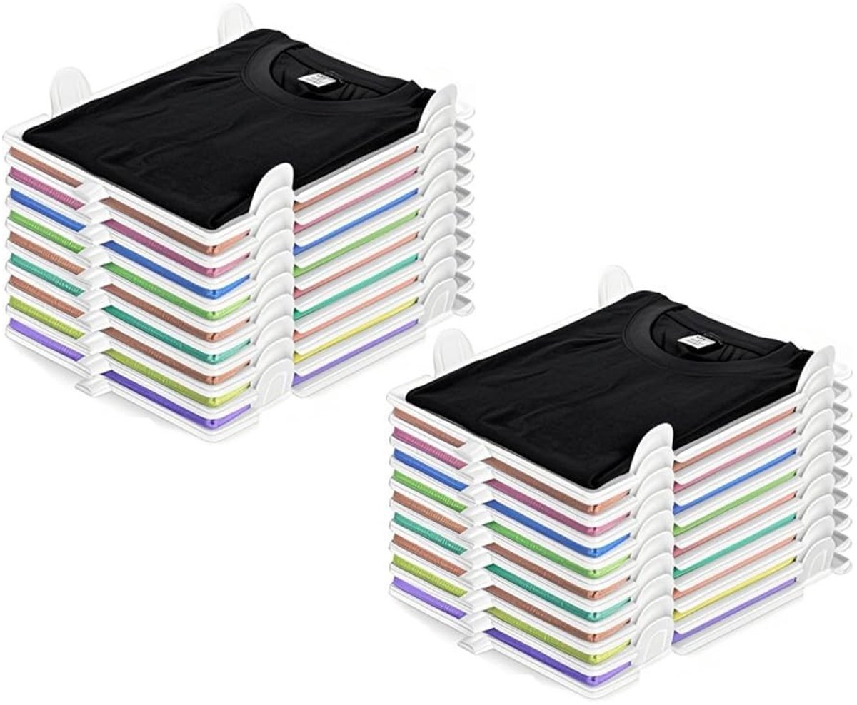 Dailygoods - T-Shirt Organiser Stackable - 20-delige Opbergsysteem voor Kleding