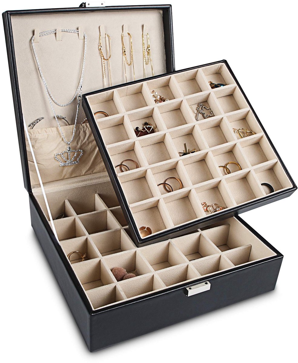 Dailygoods - Oorbelhouder Organizer met 50 Slots - PU Sieraden Doos voor Oorbellen en Kettingen