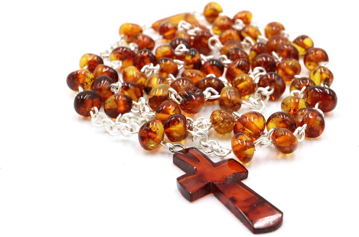 Dailygoods - Handgemaakte Amber Rozenkrans - Unieke Cognac Kleur, Verpakt in Cadeauverpakking