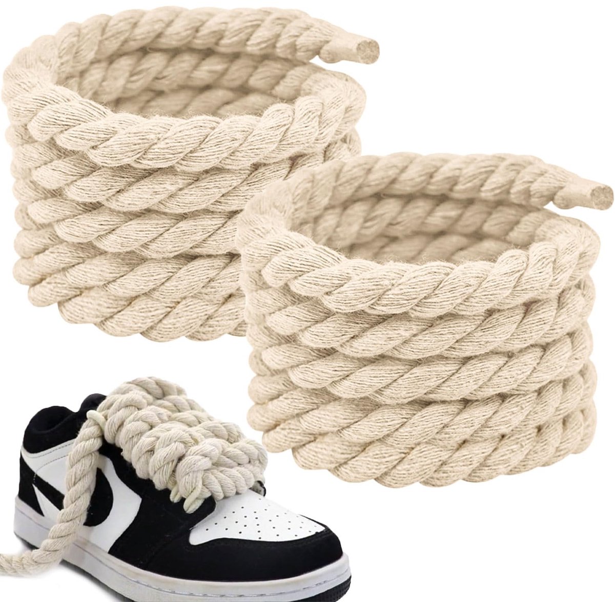 Dailygoods - DIY Dikke Katoenen Veters voor Air Force 1 Sneakers - Beige