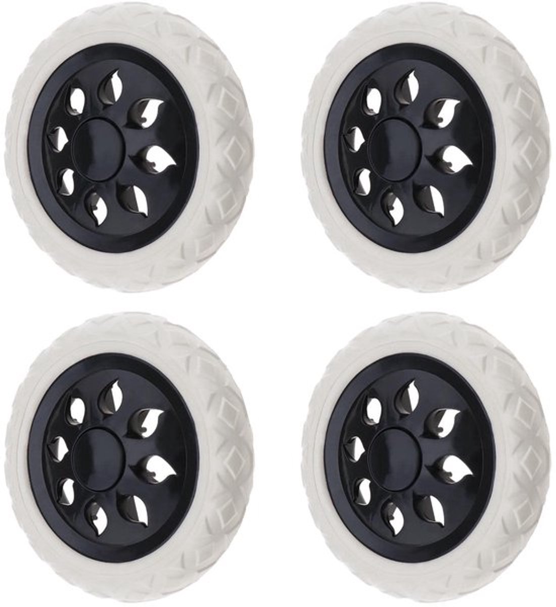Winkelwagenwielen 165mm - 4 Stuks - Kunststof/Schuim - Maximale belasting 25kg - Stil Lagerwiel - Geschikt voor 8mm as - Karrewielen