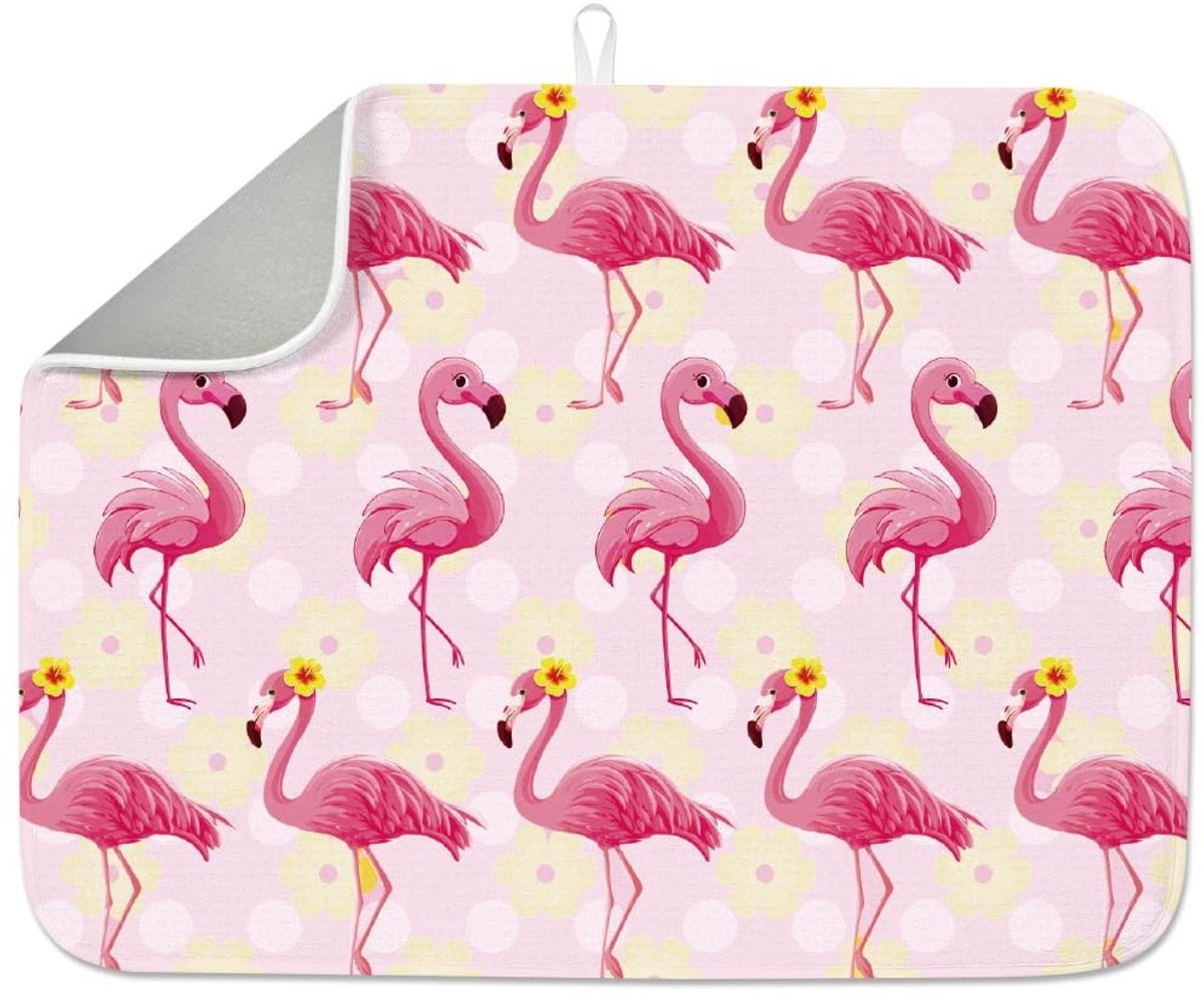 Dailygoods - Roze Flamingo Schotel Droogmat 45 x 50 cm voor Keuken