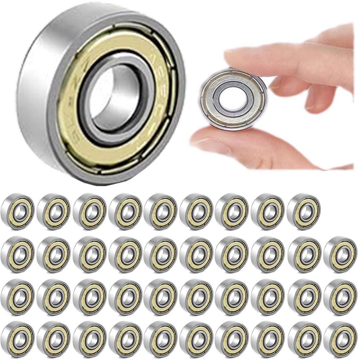 Dailygoods - Pack van 40 608 ZZ Kogellagers - 8 x 22 x 7 mm Miniatuur Kogellagers voor Skateboards en Inlineskates