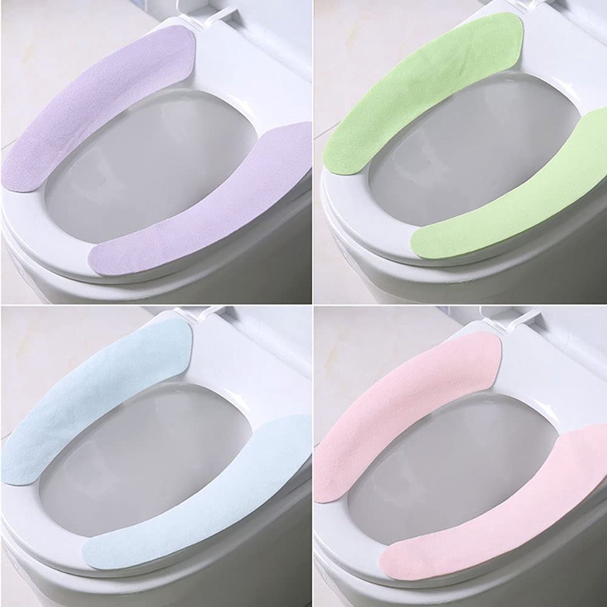 Dailygoods - 4 Pairs Wasbare Toilet Lid Covers - Warm Toilet Seat Cushion