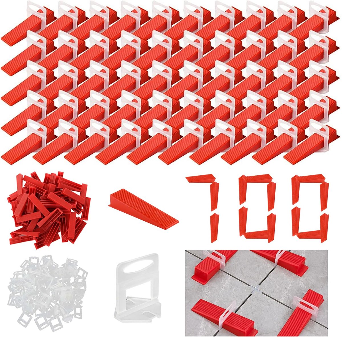 Dailygoods- Tegelnivelleringssysteem 700 Stuks - Nivelliersysteem voor Tegelwiggen - Tegelafstandhouders - Tegeltang - Hoogwaardig PP-Kunststof - Comfortabele Handgreep - Tegelleghulpmiddel