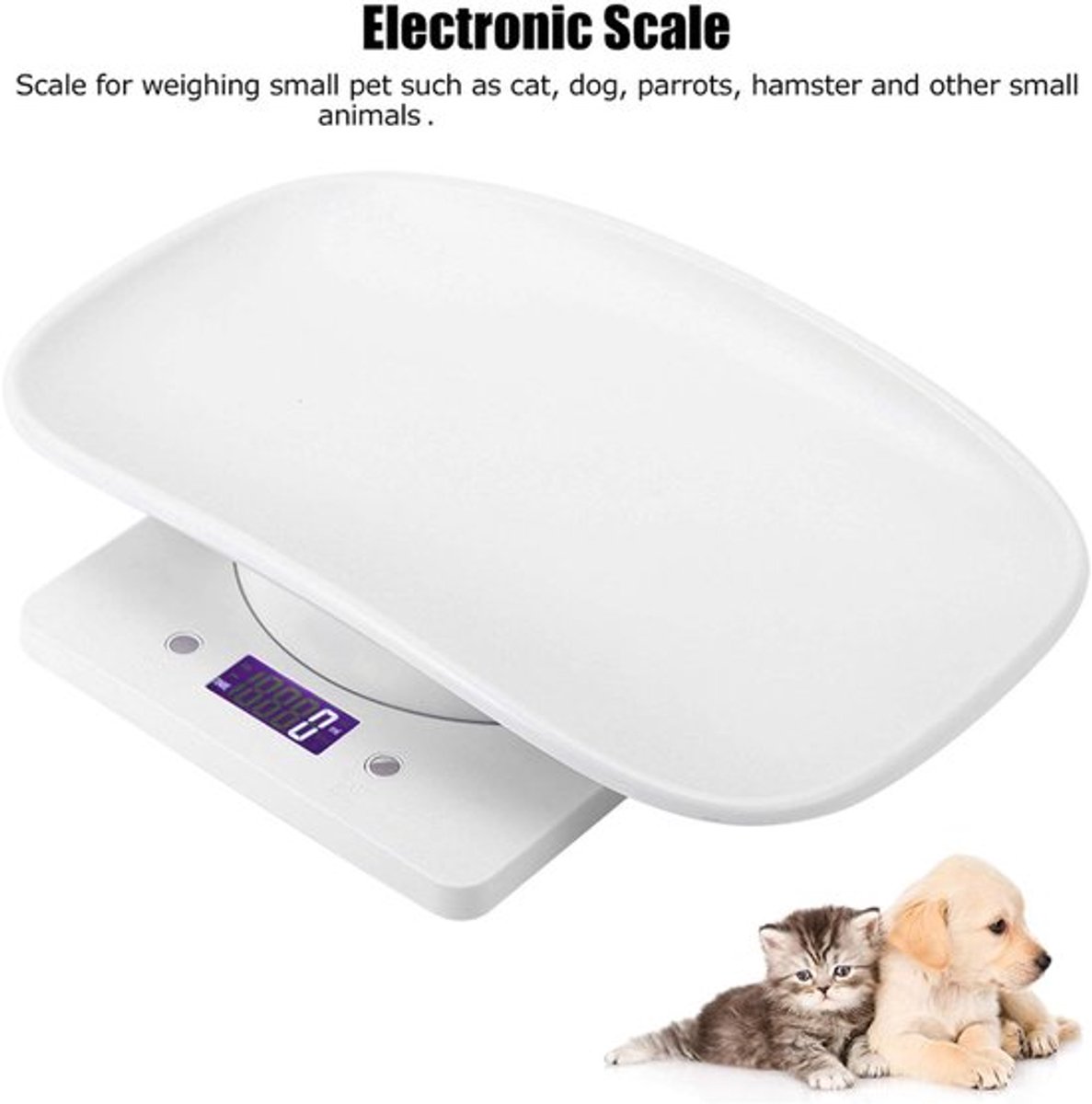 Huisdierenweegschaal 10 kg - Digitale Weegschaal - Nauwkeurige Sensor - Antislip - Voor Katten/Honden/Papegaaien - Gezondheidsmonitor - Dierenweegschaal