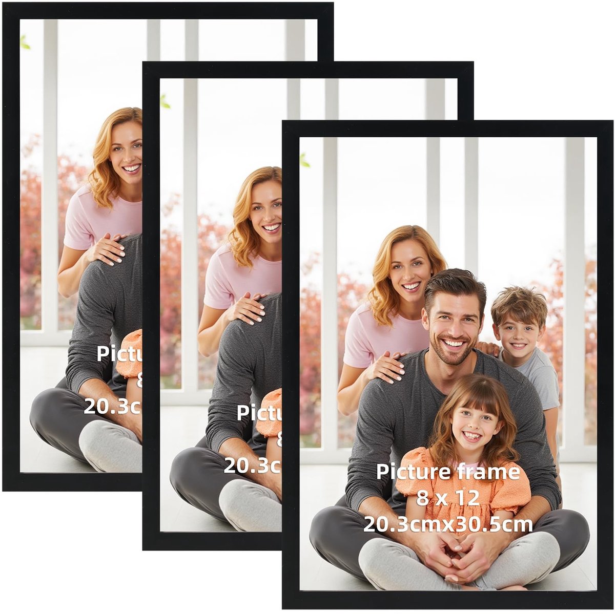 Dailygoods - Set van 3 Zwarte Fotolijsten 20 x 30 cm - Modern voor Muur of Tafel