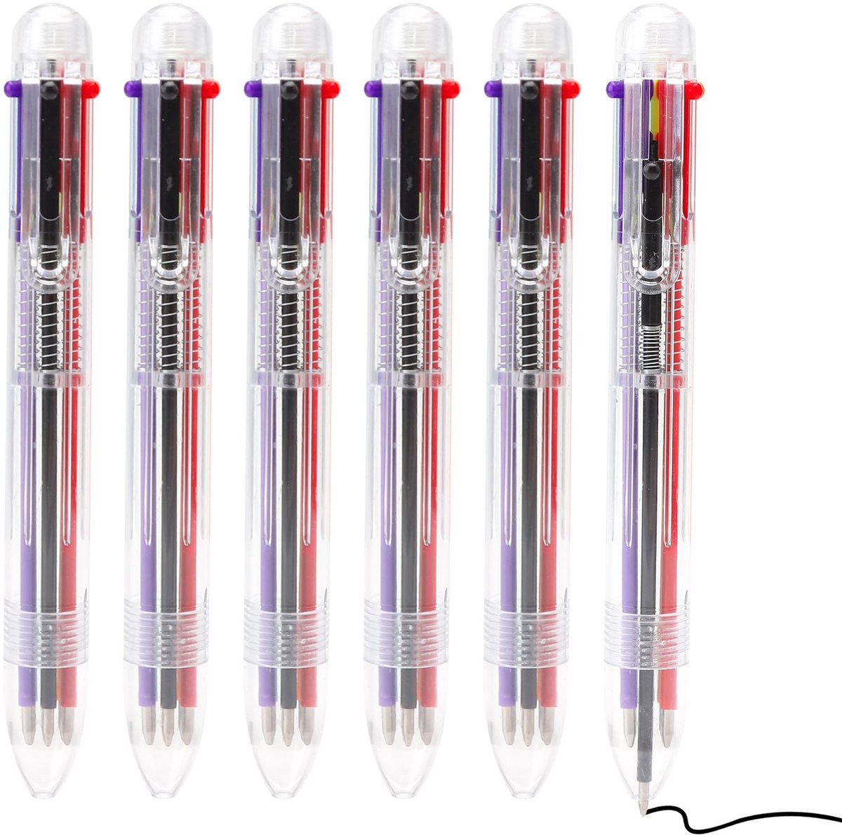 Dailygoods - 6-in-1 Multicolour Balpen met 0.7mm Punt voor Schrijven
