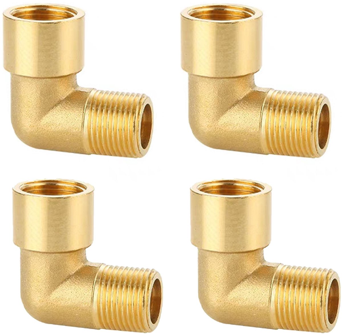 Dailygoods- Buishoek 90° - Messing Hoek 1/2 inch IG/AG - 4 Stuks - Sanitair Aansluitstukken - Hoge Veiligheidsprestaties - Geel - Hoekverbinder