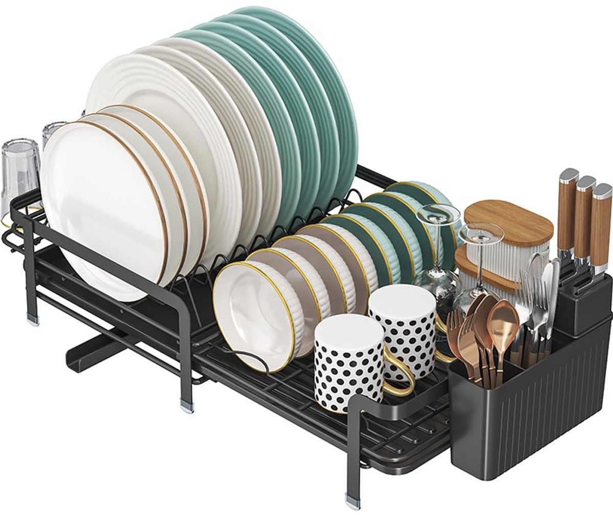 Dailygoods - Afwasrek met Uittrekfunctie - Rvs Keuken Organizer, 35-55 x 32 x 12cm