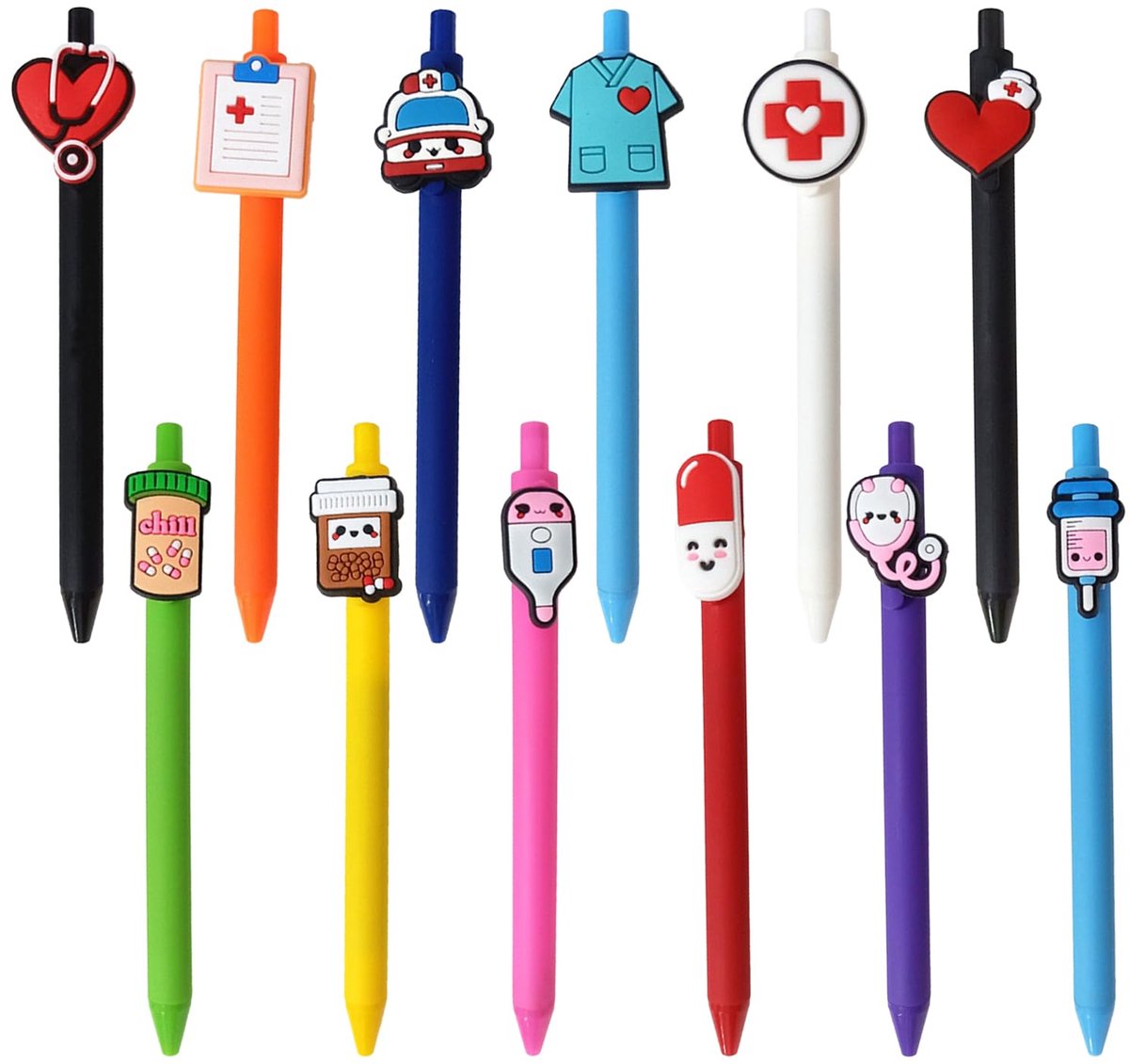 Dailygoods - 12 Stuks Verpleegsterbalpen - Creatieve Push-actiepenset