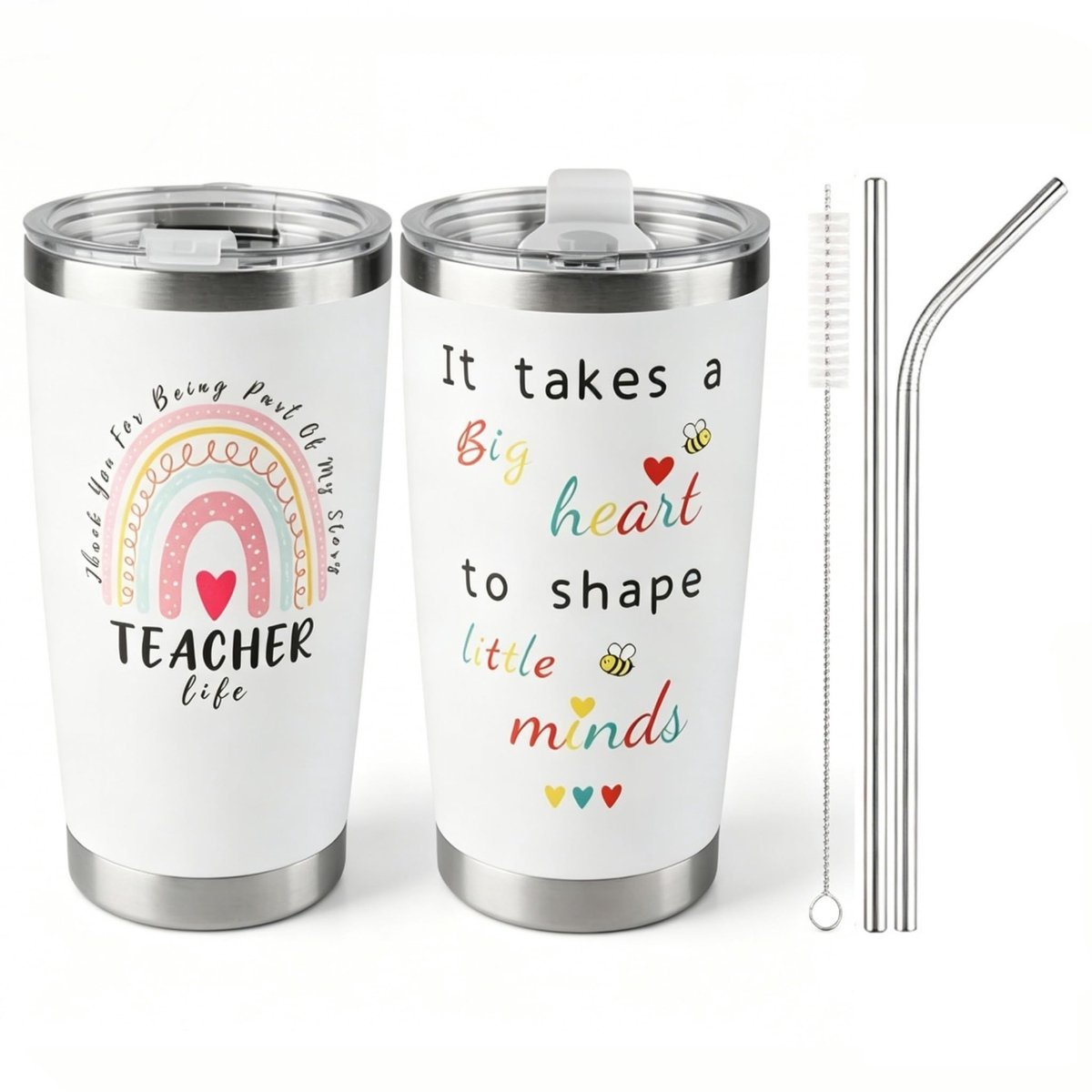 Dailygoods - 20 oz Reisbeker met Rietje - Blush Kleur, Perfect voor Docenten