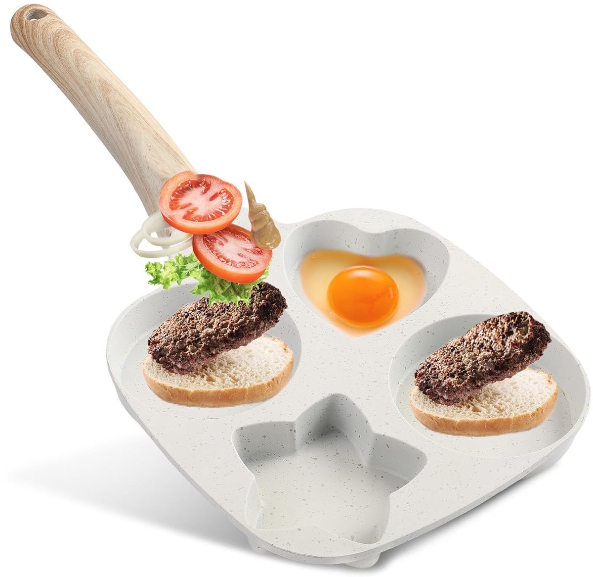 Dailygoods - Non-Stick Pan met 4 Gaten - Mini Bakpan voor Eieren en Burgers