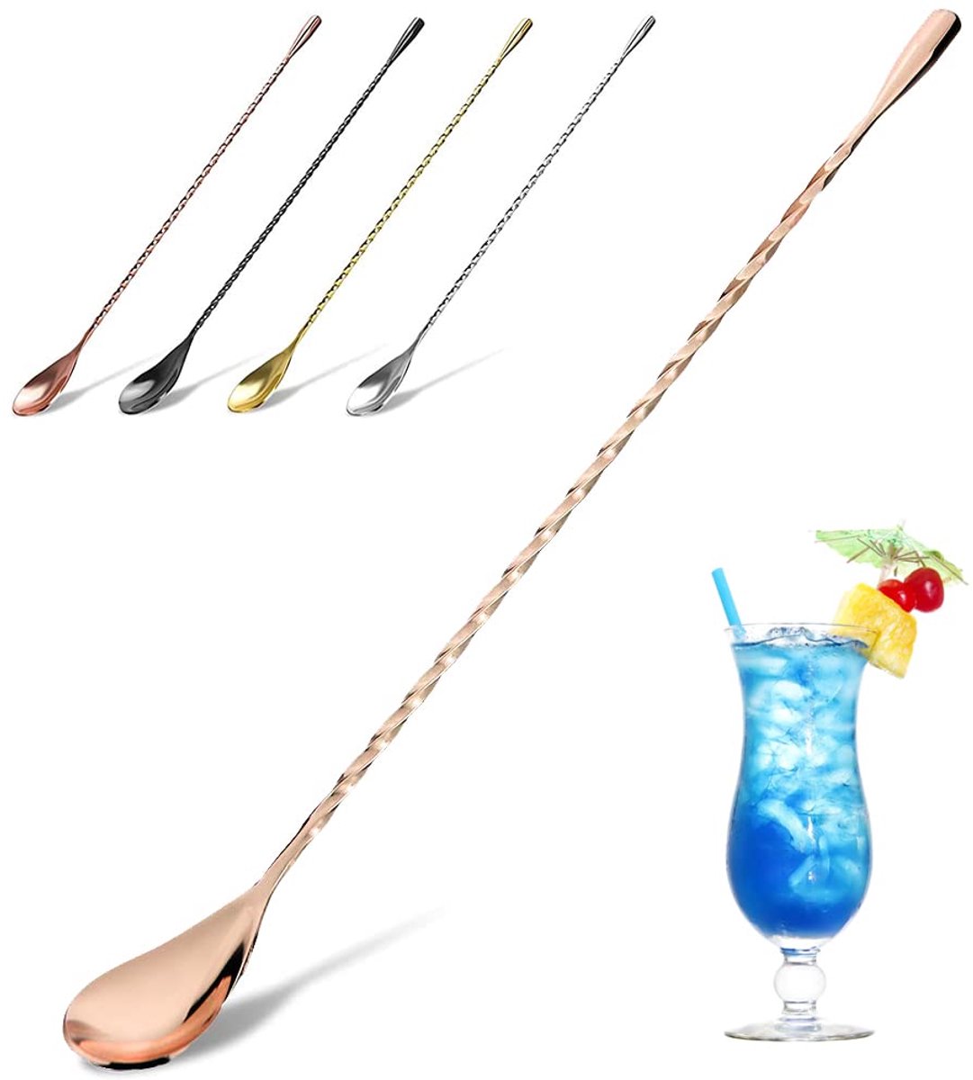 Dailygoods- Cocktaillepel 30,1 cm - Roestvrij Staal - Barlepel - Gedraaide Roerder - Vaatwasmachinebestendig - Comfortabele Grip