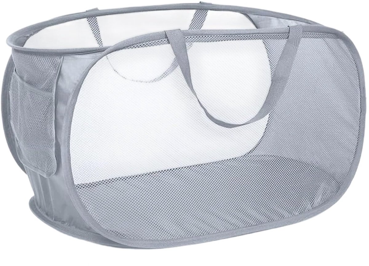 Dailygoods - Opvouwbare Wasmand met Handvat - Polyester, Grijs, 75 Liter