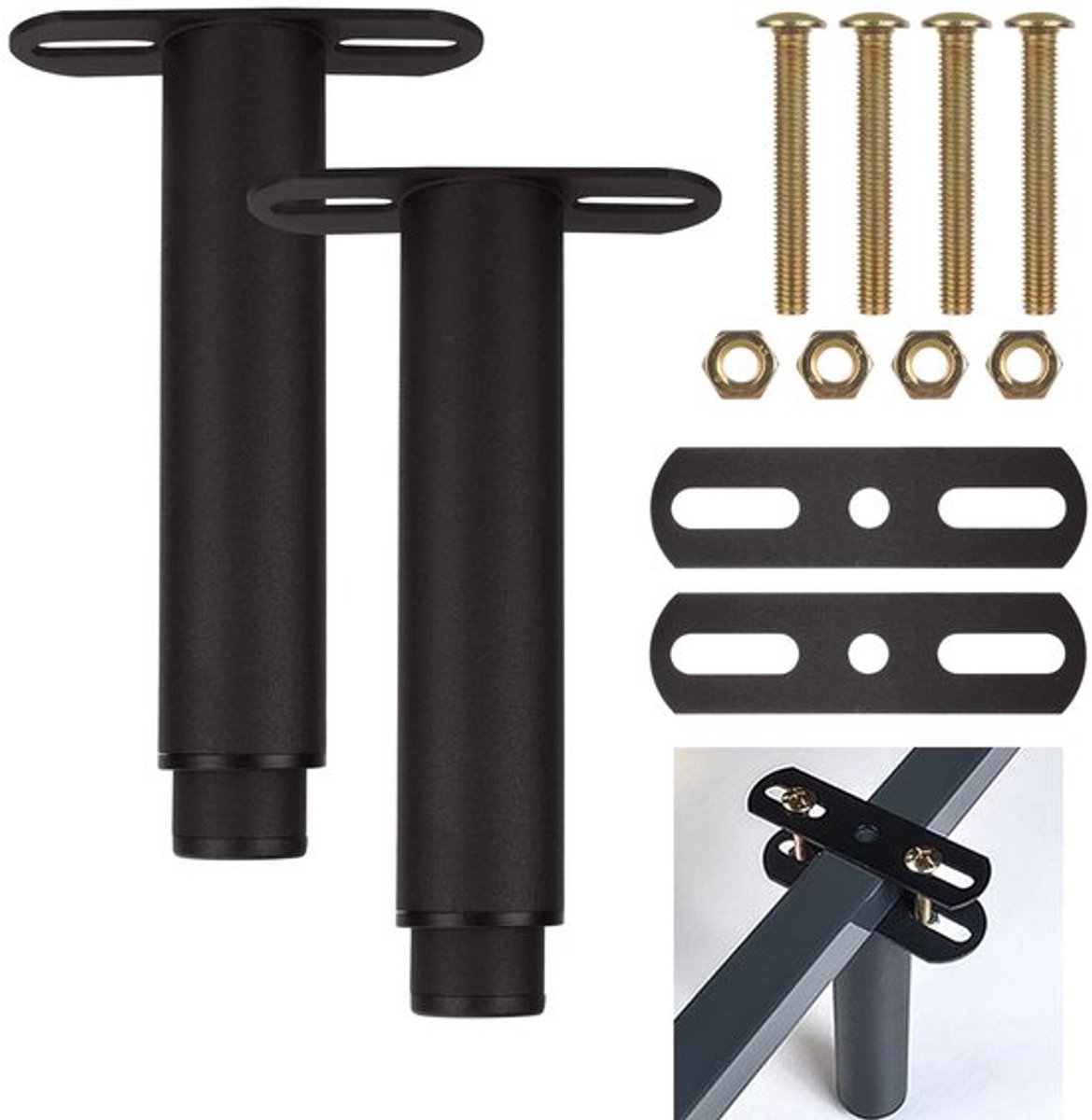 - Verstelbare Bedpoten - 2 Stuks - Stabiele Ondersteuning - Zwart - Metalen Bedsteunpoot - Ideaal voor Bed, Kast en Bank - 18 tot 33 cm