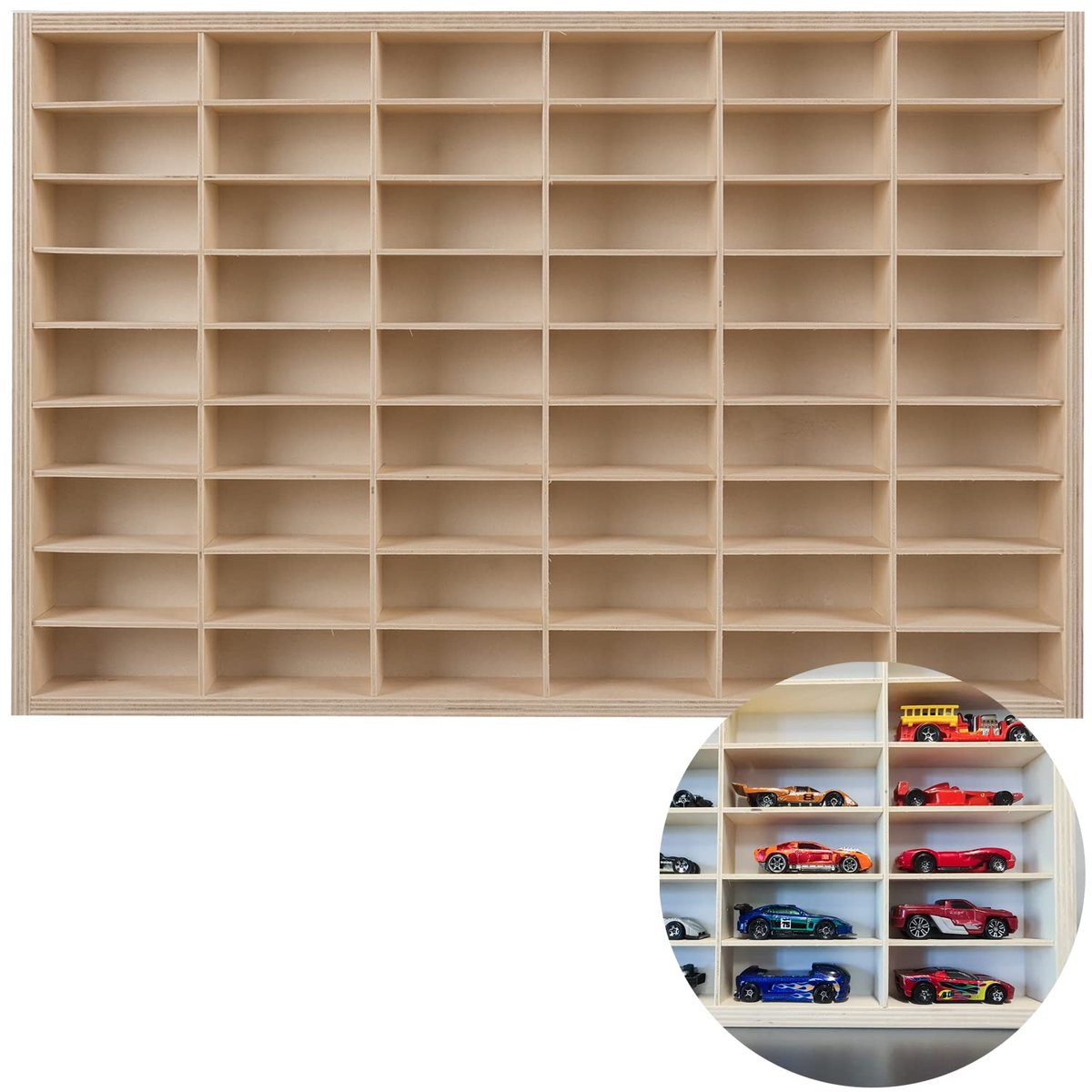 Dailygoods- Vitrine - 54 Compartimenten - Speelgoedauto's - Kinderkamer - Hoogwaardige Afwerking - Stijlvol Design - Speelgoedrek