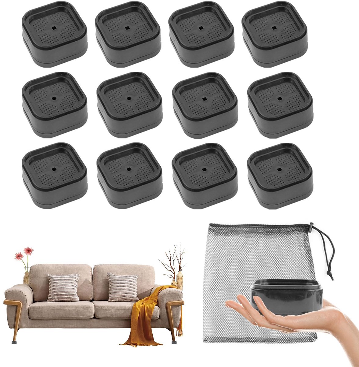 Dailygoods - 12 Stuks Bedbeenverhoger 3,5 cm voor Meubels