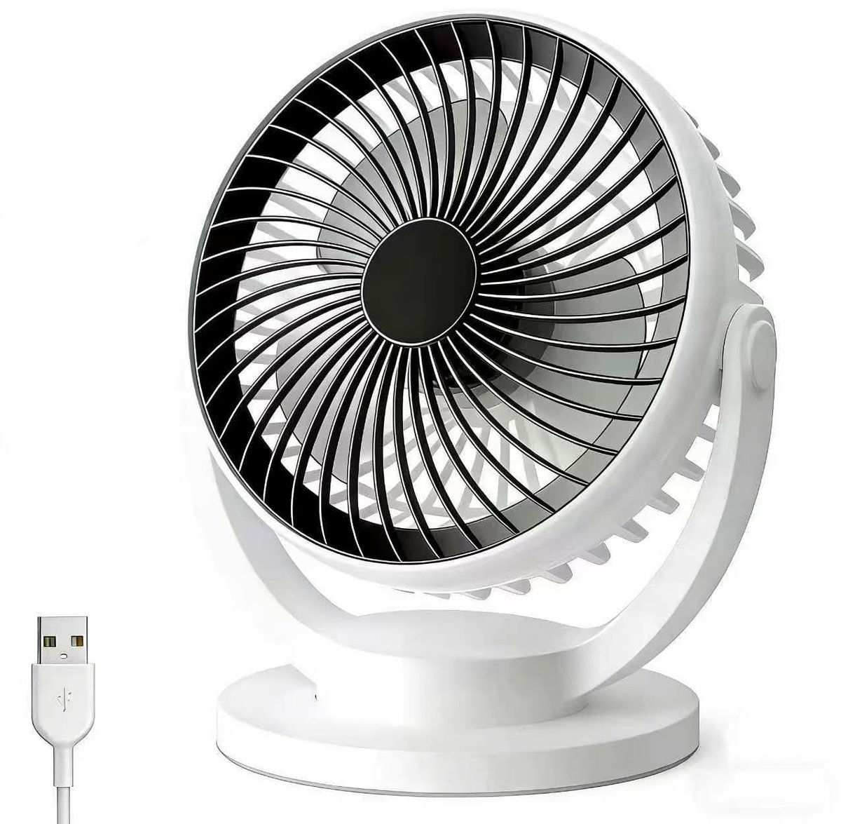 SnelShoppen - YGVQN Mini Ventilator Draagbaar USB Oplaadbaar, Stille Bureauventilator met 3 Snelheden, Krachtige Luchtstroom, Compact Tafelventilator