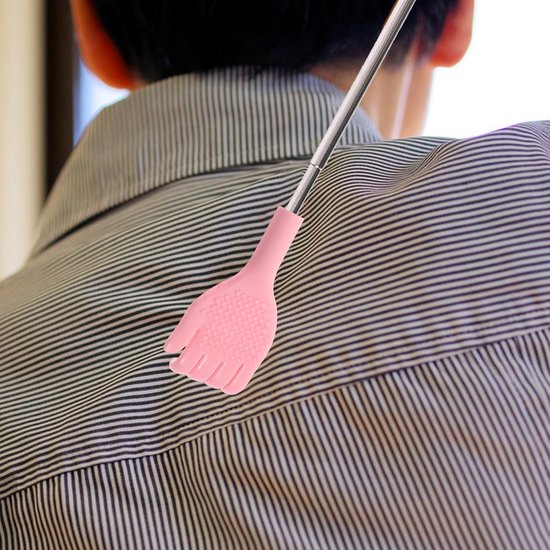 Telescopische Rugkrabber - Uitschuifbare Krabber - Jeuk Verlichten - Roestvrijstalen Handvat - 20.5 cm - Roze — afbeelding 4