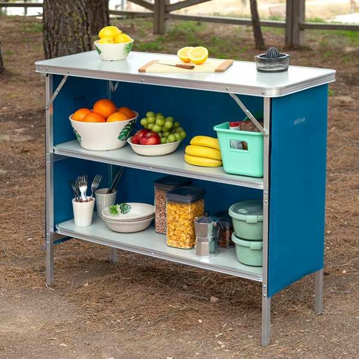 SnelShoppen - Inklapbare Campingkast van Stof met Draagtas - 110x38x88 cm - Bijzetmeubel voor Keuken en Outdoor - Perfect voor Camping, Tuin en Feeste